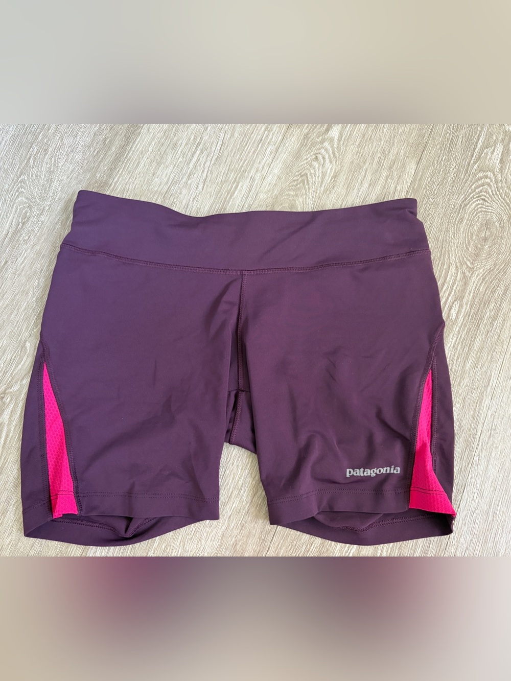 Patagonia Plum Bike Shorts with Pink Panels